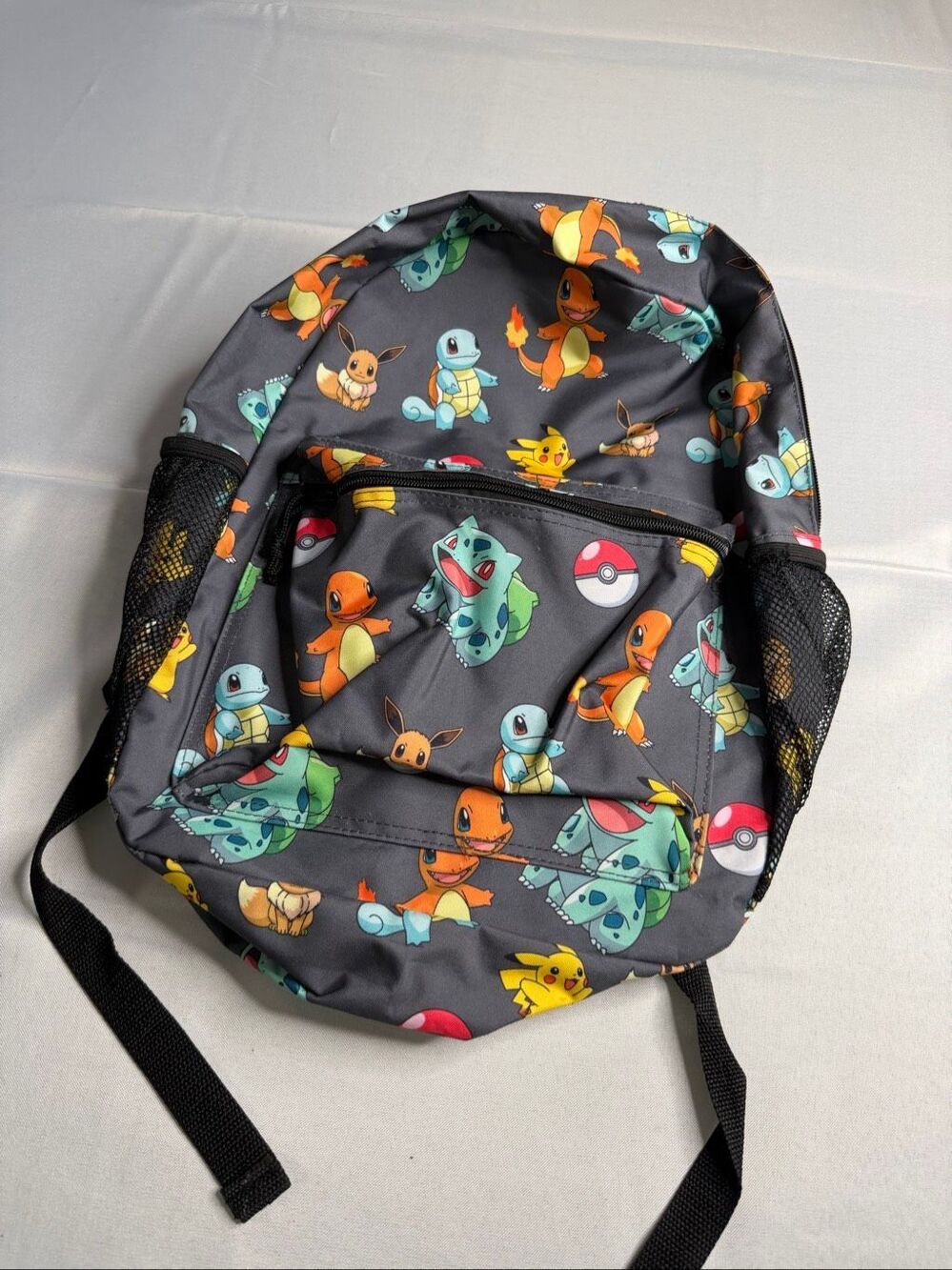 Pokémon Gray Character Backpack Pikachu Eevee Charmander Squirtle Bulbasaur